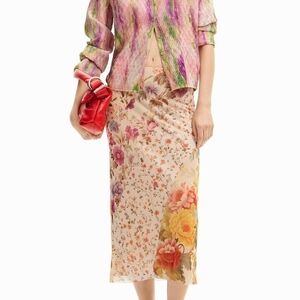 Desigual Multicolor Floral Midi Skirt